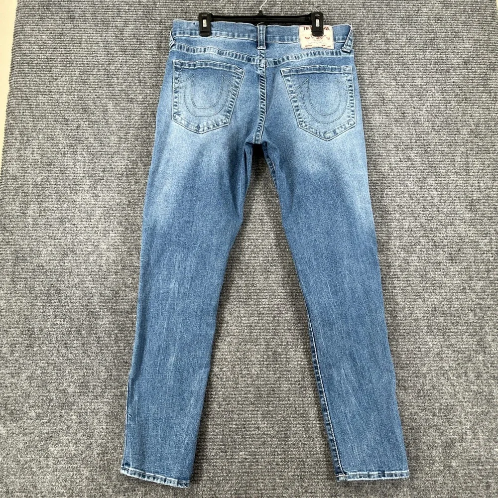 True Religion Matt Ultra Skinny Jeans Men 34x31 Distressed Moto Patch Streetwear
